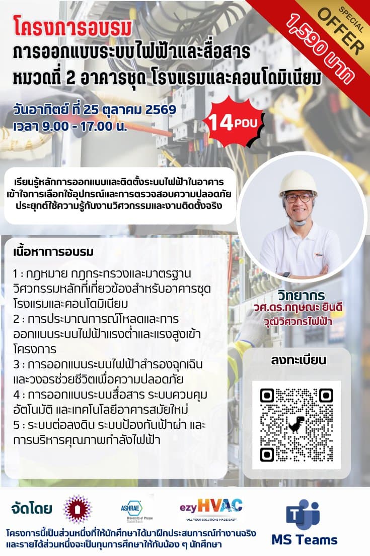 การออกแบบระบบไฟฟ้าและสื่อสาร หมวดที่ 2 อาคารชุด โรงแรมและคอนโดมิเนียม